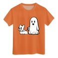 thumbnail image 4 of Staki Toddler Girl Halloween Halloween Shirts Toddler Girls Tshirts Kids Halloween Graphic Short Sleeve Tops(Orange,10-11 Years), 4 of 5