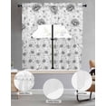 thumbnail image 2 of Grey Black Flower Swag Kitchen Curtains Sets for Windows 24 Inch Length, Spring Watercolor Floral Plant Textured Short Window Curtain Panels Swags Valances and Tiers 3 Piece Set for Cafe/Dining Room, 2 of 5