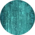 thumbnail image 1 of Ahgly Company Machine Washable Indoor Round Oriental Turquoise Blue Industrial Area Rugs, 4' Round, 1 of 4