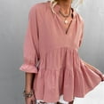 thumbnail image 2 of USSUMA Womens Summer Tops Ruffle Flowy Swing T-Shirts for Women Trendy Solid Color Boho Womens Blouses and Tops Dressy Long Sleeve v Neck Tunic Plus Size Shirts for Women, 2 of 7