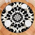thumbnail image 2 of Black White Tie Dye Mandala Pattern Round Fitted Tablecloth with Elastic Edge,Dining Table Cover Waterproof,Outdoor Round Tablecloth for Camping,Dining,Indoor and Outdoor, 2 of 7