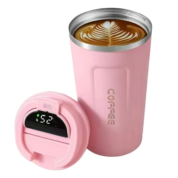 Smart Temperature Display Coffee Cup Portable 304 Stainless Steel Insulation Cup Simple Style Pure Color Generation 2nd Pink 510ml