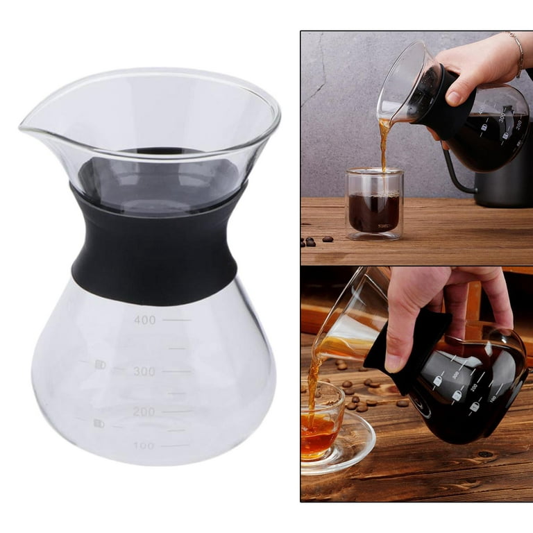 Pour Over Coffee Maker, Glass Coffee Pot Coffee Brewer with Stainless Steel Filter, High Heat Resistance Decanter, 14 Ounce -, Size: 15x9.5x6cm
