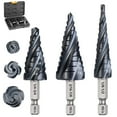 thumbnail image 5 of Matework M35 Cobalt Step Drill Bit Set, Four Spiral Flute Step Bit (1/8"-7/8") Wear-Resistant TiAlN Coated, 1/4" Hex Shank Unibit for Metal, Wood, Stainless Steel, Plastic (3Pcs, 20 Size), 5 of 9