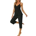thumbnail image 4 of Unique Bargains Womens Pjs Top with Pants Lounge 2pcs Knit Waffle Pajama Sleepwear Sets, 4 of 5