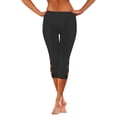 thumbnail image 5 of DGMIOCS Women Capris High Waist Yoga Pants Hollow Out Comfy Stretchy Seamless Leggings Workout Compression Capri Pants Black L, 5 of 7