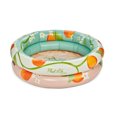 Float Life by Funboy Orange Blossom Inflatable Round 2-Ring Pool, Above-Ground Pool, Kids Ages 6 