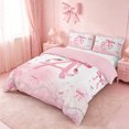 thumbnail image 2 of meiyoeat Pink Bow Monogram A Bedding,Cute Ribbon Bowknot Duvet Cover Full For Girl,Pink Reversible,3-Piece,1 Duvet Cover and 2 Pillowcases, 2 of 6
