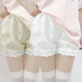 thumbnail image 2 of Yokua Women Girls Silky Satin Lolita Bloomers Ruffles Lace Trim Maid Loose Pumpkin Pants Solid Color Gothic Security Shorts, 2 of 17
