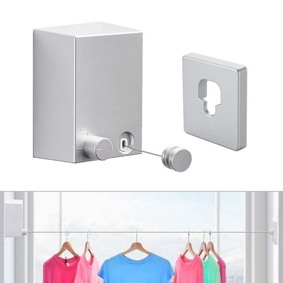 Retractable Clothesline Heavy Duty Clothing Line for Drying Clothes - Wall Mounted Stainless Steel Laundry Line - Easy Install and Hides