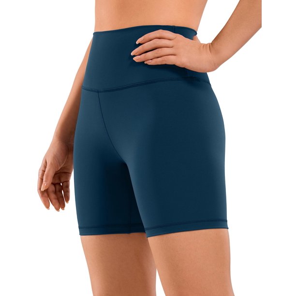 Shorts CRZ YOGA Sensación Desnuda Cintura Alta 15 cm Azul Marino M