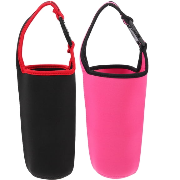 DINHEAROM 2Pcs Tumbler Holder with Strap for Cup and Tumbler in Black with Red Trim
