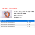 thumbnail image 2 of Air Filter - Compatible with 1968 - 1973 GMC C35/C3500 Pickup 1969 1970 1971 1972, 2 of 2