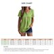 thumbnail image 4 of Camiseta informal de verano con cuello en U y mangas cortas con volantes y ribete de botones en la parte superior del busto plisado para mujer, 4 of 7