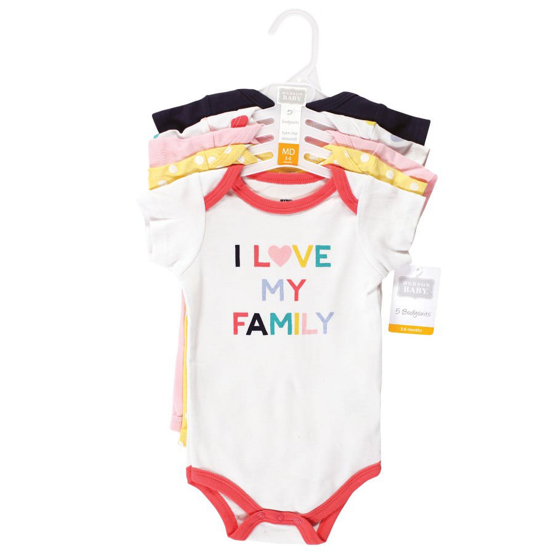 Hudson Baby Short Sleeve Bodysuits, 5-Pack, Newborn- 24 Months