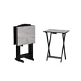 thumbnail image 2 of Contemporary Home Living 5-Piece Folding Tray Table Set with Stand - 26.5" - White and Black, 2 of 9