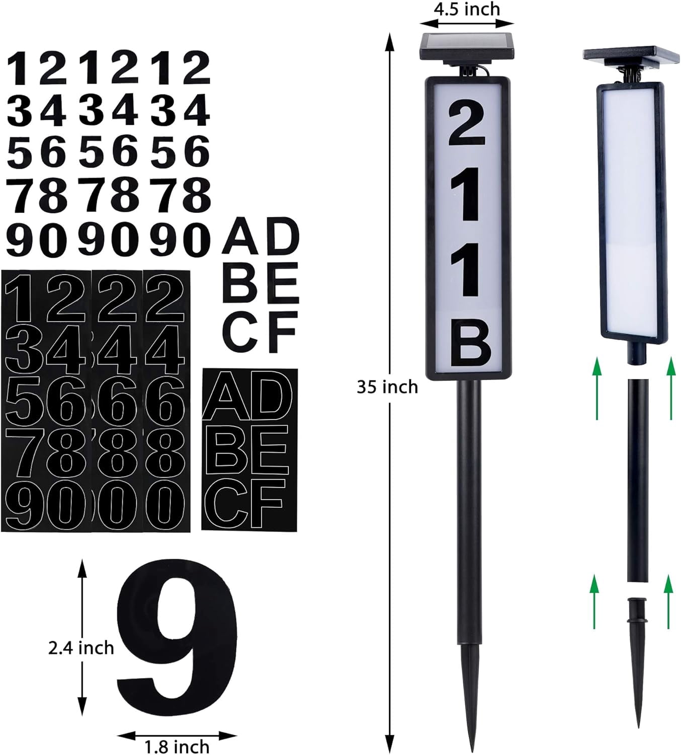 Upgrade Solar Home Bussiness Address Sign, House Numbers for Outside, Lighted Address Plaque Outdoor Waterproof, LED Address Numbers for Yard Home