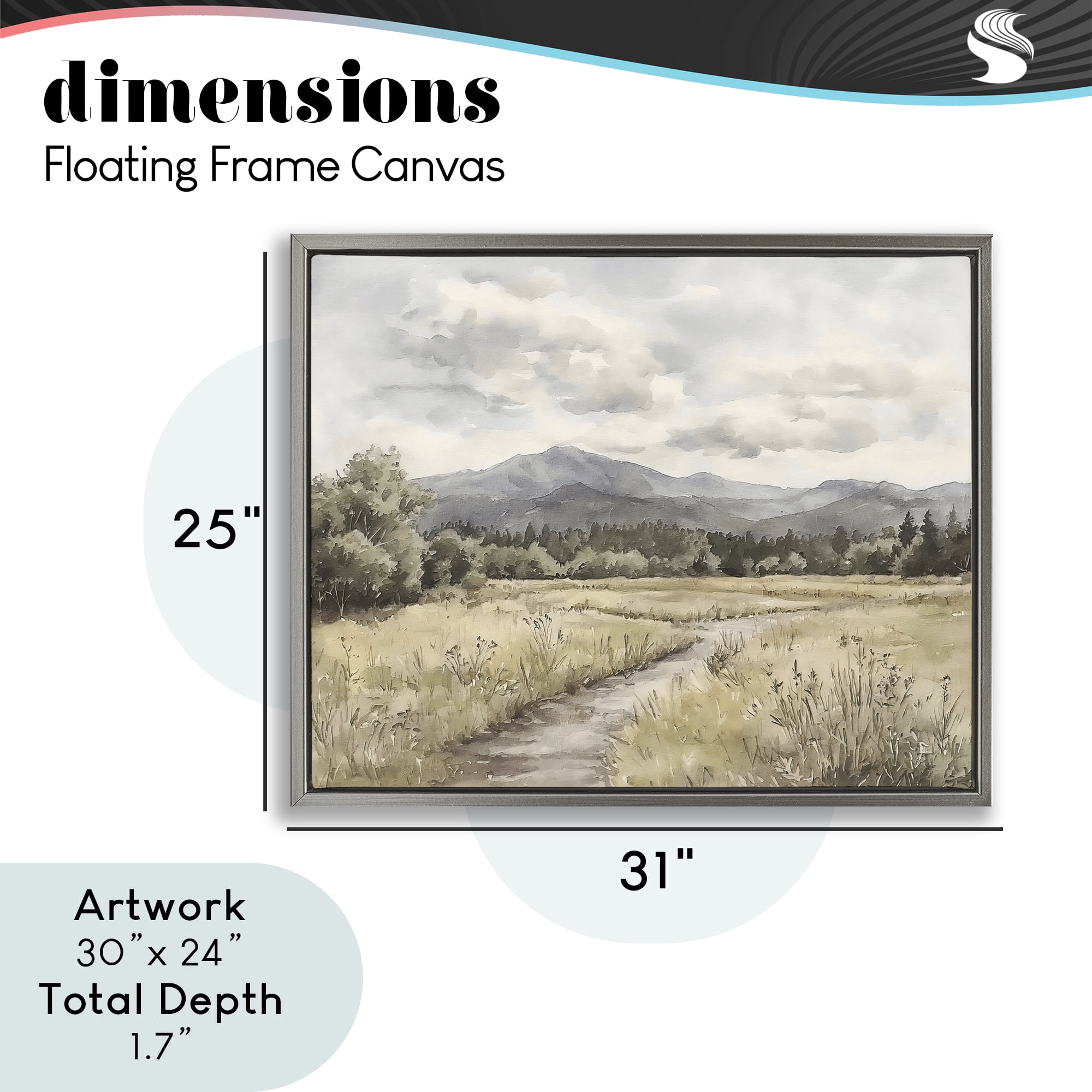 Stupell Industries Muted Pathway to Mountains Gray Framed Floater Canvas Wall Art, design by Riley B