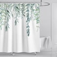 thumbnail image 1 of Cortina de ducha Impermeable a prueba de moho Cortina de baño Poliéster Estampado de plantas de hojas verdes Lavable con 12 ganchos en C para la cabina de ducha de la bañera del hogar (180 cm x 200 c JAMW  Sencillez, 1 of 5