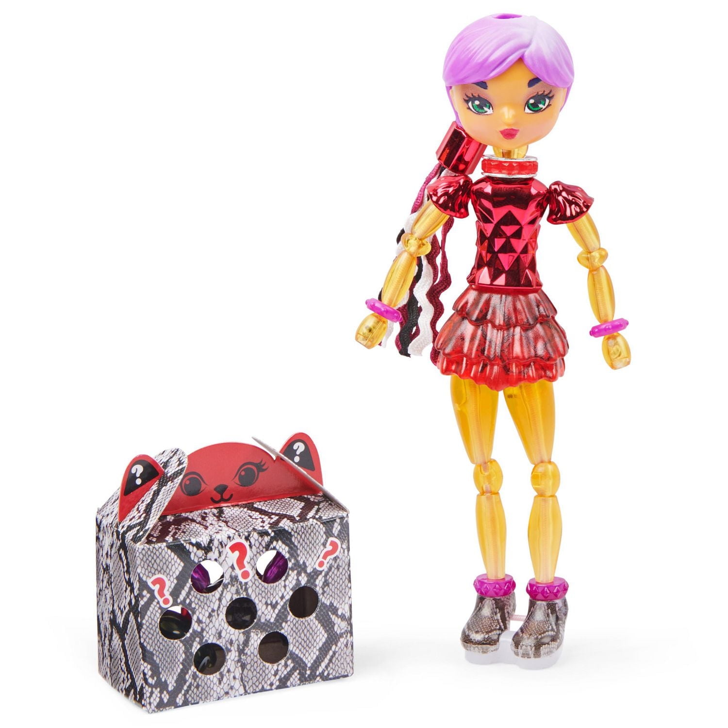 Twisty Girlz, Série 2, Poupée à transformer en bracelet à collectionner Ruby Spark avec Twisty Petz mystère