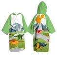 thumbnail image 2 of FAOWME Cardigan Button Bath Towel Children Quick Drying Bathrobe Boys Girls Babys Swimming Absorbent Towel Cape Hooded Beach Beach Bath Towel Green 5-14 Years, 2 of 4