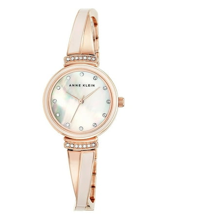 Dial Bangle Bracelet Watch - 2216BLRG Women's MOP Dial Pink and Rose Gold Steel Bangle Bracelet Swarovski Crystal Watch