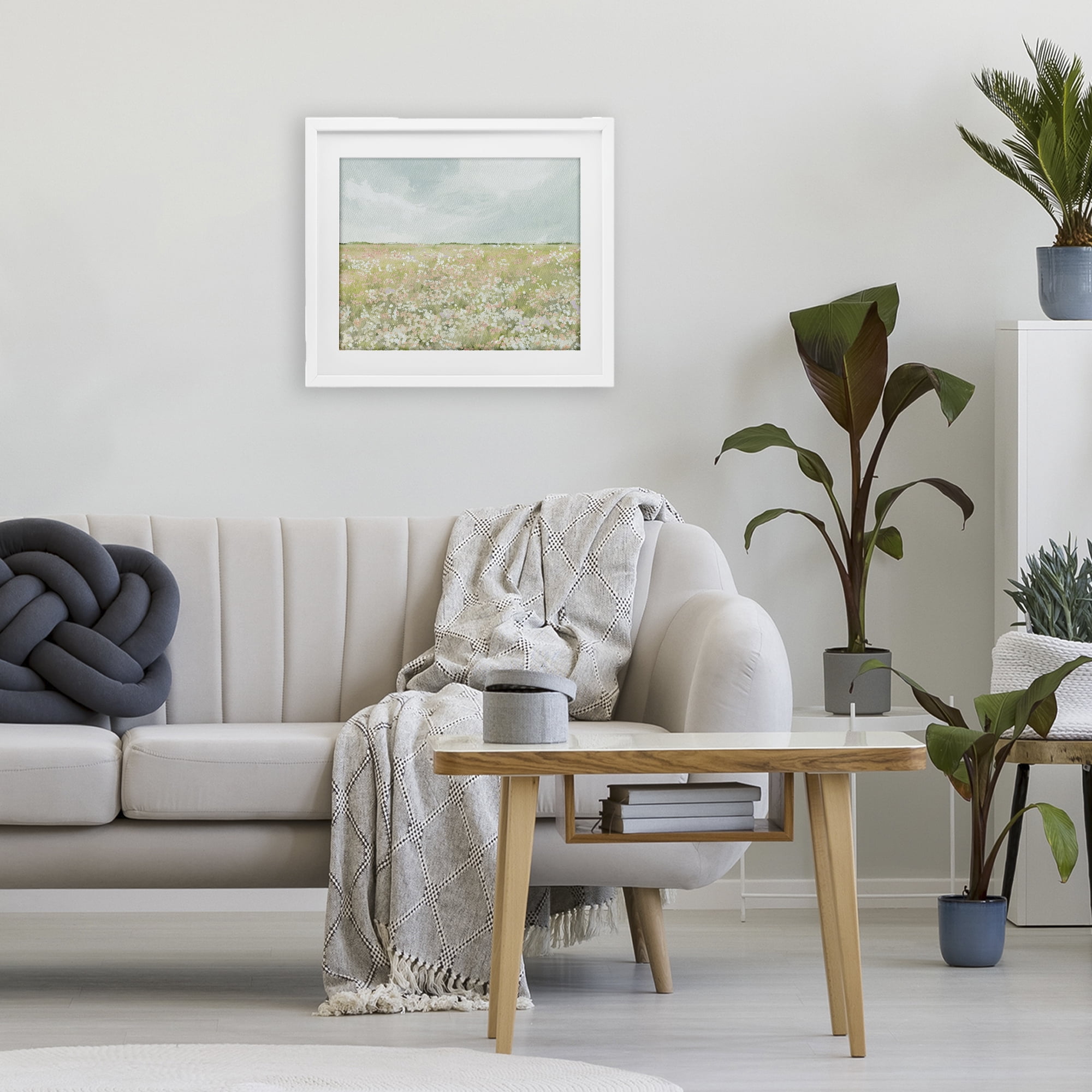 Stupell Industries Budding Field Scenery White Framed Print Under Glass, design by Leah Straatsma