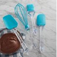 thumbnail image 3 of Farberware 4-piece Whisk, Spatula, Spoon Spatula and Basting Brush Plastic/Silicone Utensil Set in Gift Tube, Aqua, 3 of 9