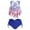 Blue, variant on ICHUANYI Women Feather Print Push-Up Padded Overlay Flounce Crisscross Tankini Swimwear
