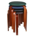 thumbnail image 2 of leyfeng Taburete de madera Taburete KD de madera maciza Cojín de cuero apilable Taburete redondo acolchado Silla sin respaldo para, 2 of 8