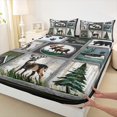 thumbnail image 3 of jejeloiu Wildlife Deer Moose Queen Sheet Sets,Rustic Farmhouse Cabin Flat Sheet,Kawaii Owl Queen Fitted Sheet For Girls Boys,Ultra Soft Home Decor,4pcs, 3 of 7