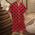 thumbnail image 4 of Men's Gradient Multicolored Printed Silk Satin Short Sleeve Button Up Pajama Wear Set for Comfortable Sleep and Relaxation at Home, 4 of 4