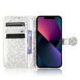thumbnail image 6 of ELEHOLD Wallet Case foriPhone XR,PU Leather +TPU With Shockproof Kickstand Crad Slot Strap Case for iPhone 13 Mini 5.4 inch,Silver, 6 of 7