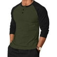 thumbnail image 2 of ZVNAΖH Men's Henley Shirts Raglan Long Sleeve Slim-Fit Casual Baseball Tee Shirt Lightweight Button Patchwork Color Pullover Shirts, 2 of 6