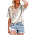 thumbnail image 2 of Rvasteizo Womens Summer Short Sleeve V Neck Blouses Shirts Solid Color Casual Loose Daily Wear Top, 2 of 4