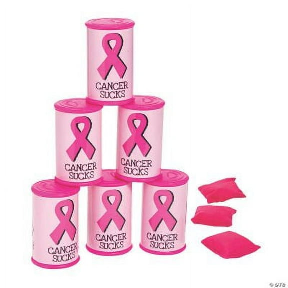 Pink Ribbon Can Bean Bag Toss Game, Birthday, Toys, 9 Pieces