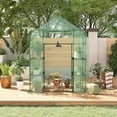thumbnail image 4 of Walk-In Mini Greenhouse – Portable Outdoor Greenhouse with 3 Tiers & 4 Shelves, Thickened PE Cover, Steel Frame & Roll-Up Zipper Door for Seedlings, Flowers, Vegetables on Patio, 4 of 9