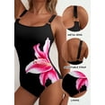 thumbnail image 3 of Eytino Swimsuit Women One Piece Bathing Suit Metal Ring Wide Straps Tummy Control Floral Print Swim Suit Swimwear, 3 of 11