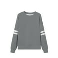 thumbnail image 3 of Ailaofu Womens Varsity Striped Oversized Sweatshirt Crewneck Long Sleeve Casual Fashion Pullover Top Fall Outfits, 3 of 5