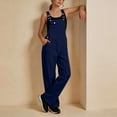 thumbnail image 4 of gakvbuo Summer Jumpsuits Overalls Romper Playsuit Suspender Trousers for Women'S Solid Color Sleeveless Casual Wide-Leg Jumpsuit Adjustable Shoulder Strap Romper WithPockets, 4 of 7
