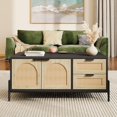 thumbnail image 2 of QinaQin 2 Tier Coffee Table with Open Shelves, Modern Industrial Small Table with Rustic Wood Finish, 2 of 7