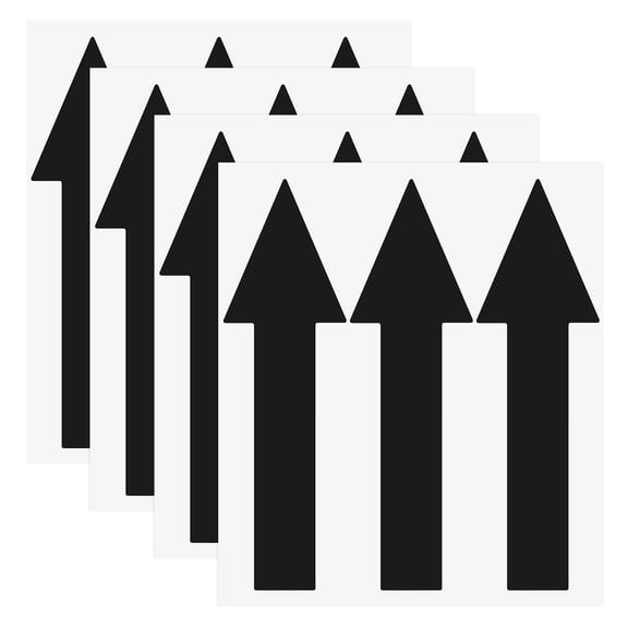 Uxcell 4-Pack 8 x 2 in Waterproof Adhesive Arrow Stickers for Wall Marking/Road Sign [Black]