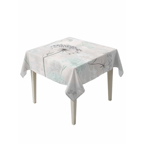Teal Black Dandelion Table Cloth, Vintage Watercolor Floral Waterproof Tablecloth for Square Tables, Reusable Washable Fabric Table Cover for Restaurant Kitchen Dining Tables 60"x60"