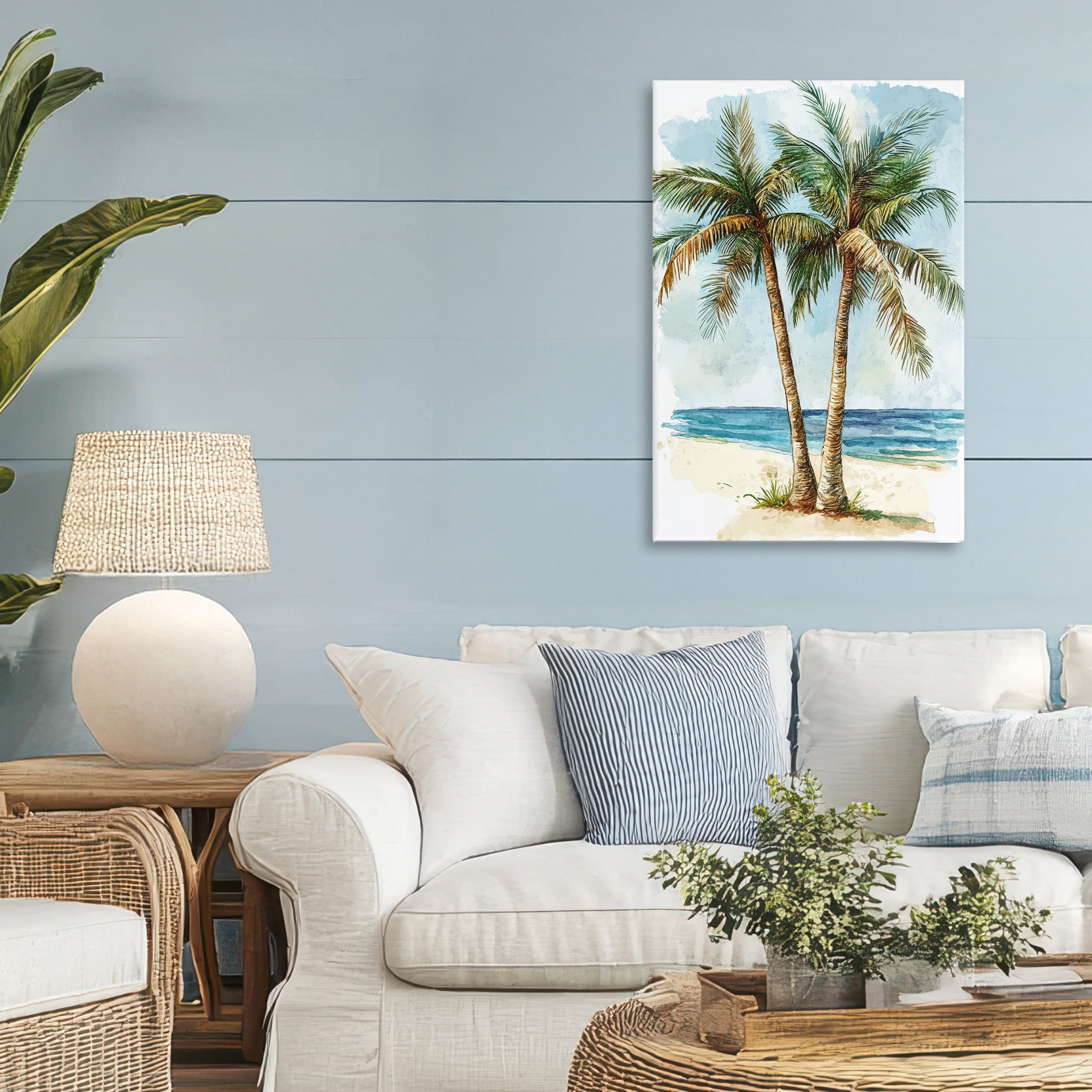 Stupell Industries Illustrated Palm Tree Duo Canvas Wall Art, design by Petal Prints Design