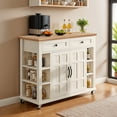 thumbnail image 6 of Wooflex 45" Kitchen Island Cart with Storage, Adjustable & Open Shelves, Distressed Oak Top, Swivel Casters, Mobile Multi-Functional Kitchen Storage for Dining Room, 6 of 9