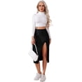 thumbnail image 5 of Jupe Mi-Longue Moulante Fendue Taille Élastique pour Femmes, 5 of 5