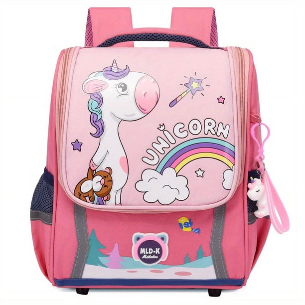 1pc New Cute Dinosaur Unicorn Design Backpack With Pendants, Breathable Bucket Bag, Primary School Students Schoolbag, Cartoon Large Capacity Anti-splash Water Kindergarten Children's Backpack