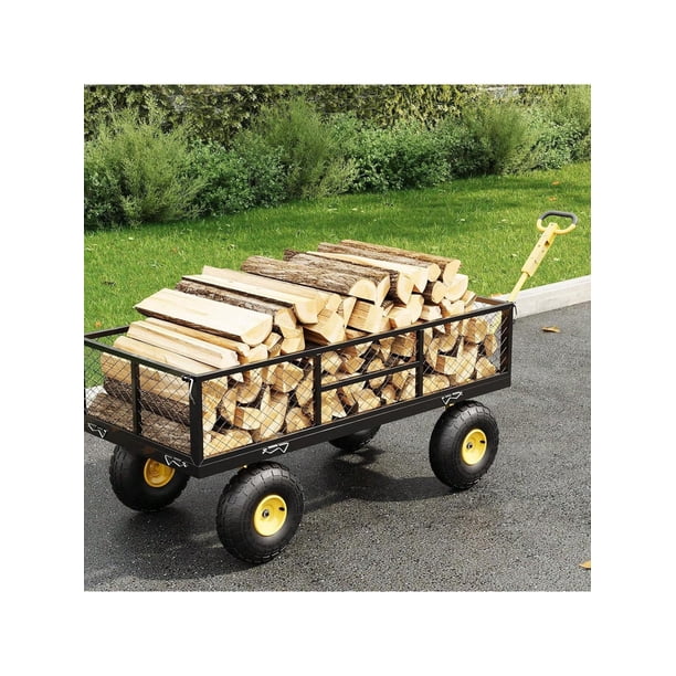 900 lbs garden cart featuring adjustable handles y removable mesh sides para conversion to flatbed - ideal para para lawn, farm, y yard use