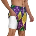 thumbnail image 2 of Kdxio Mardi Gras4 Print Men'S Swim Trunks With Compression Liner 7 Inch Inseam Quick Dry Swim Shorts, 2 of 7