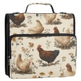 thumbnail image 2 of Water-Resistant 3-Ring Binder Organizer with Multiple Pockets Zipper Binder Bag for Office Various Poses Chickens Pattern, 2 of 8